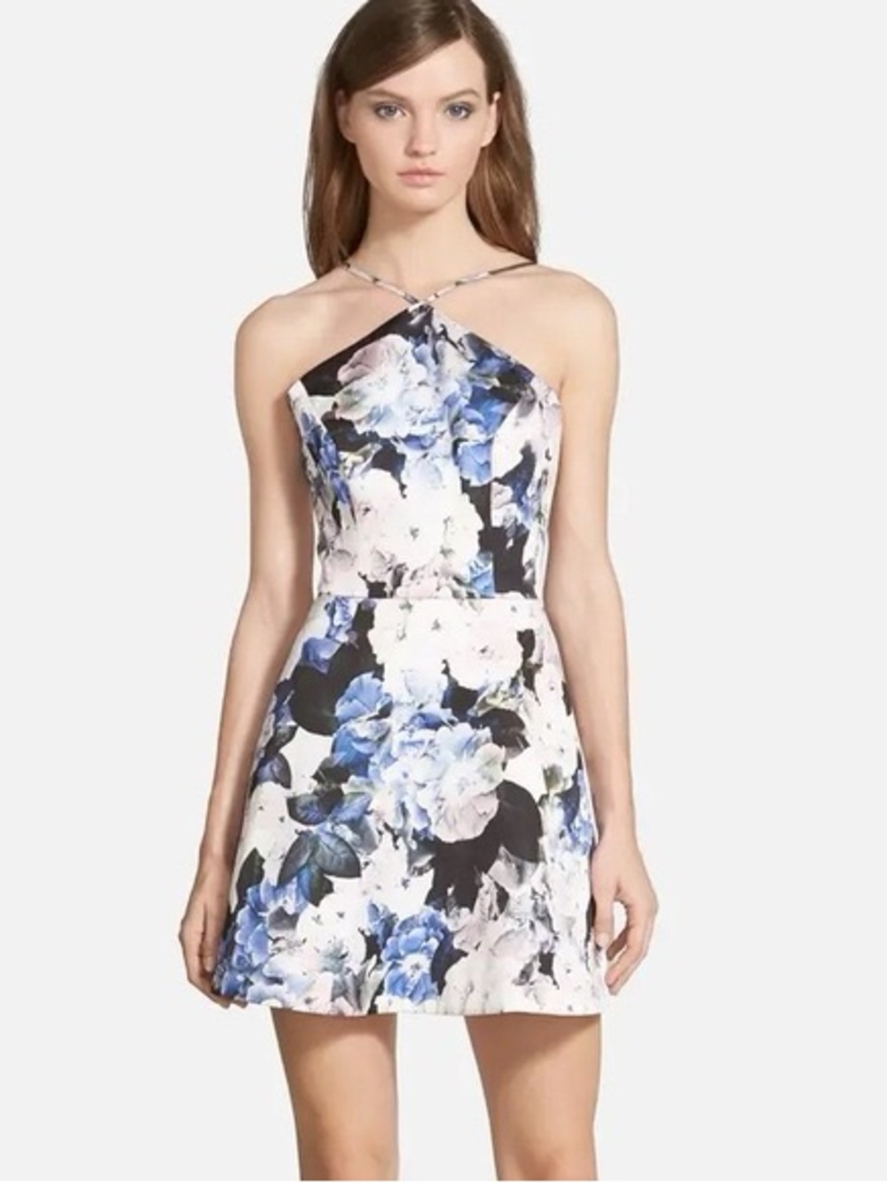 NWT KEEPSAKE the Label Blue and Pink Floral Halter Mini Dress